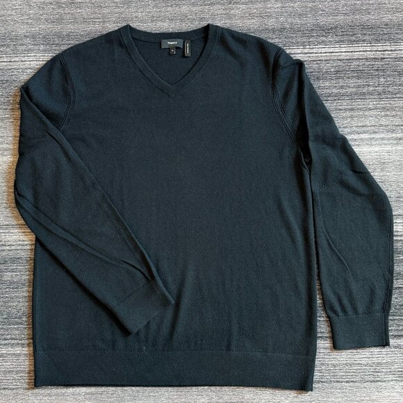 Theory Riland V-Neck Sweater, XL, Black - Picture 2 of 3